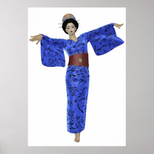 Póster Poster Blue Kimono Geisha