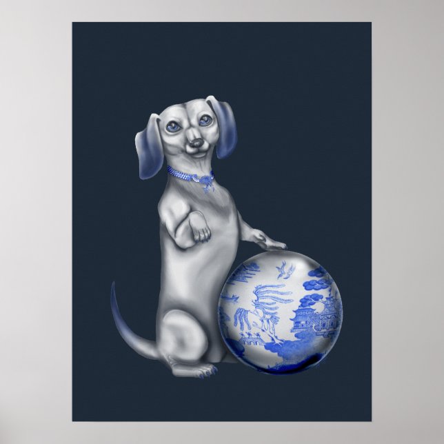 Póster Poster Blue Willow Dachshund (Frente)