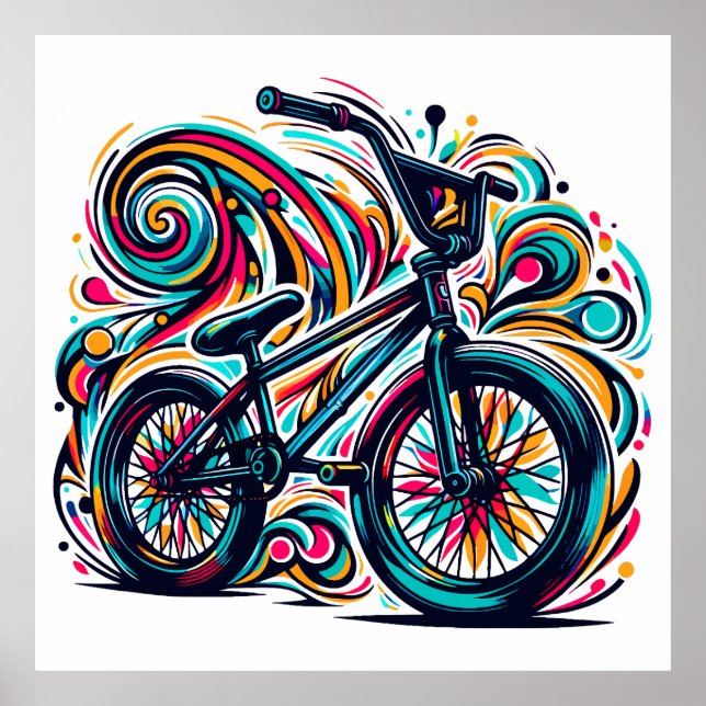 Póster Poster Bmx colorido - Bicicleta Bmx - Graffiti (Frente)