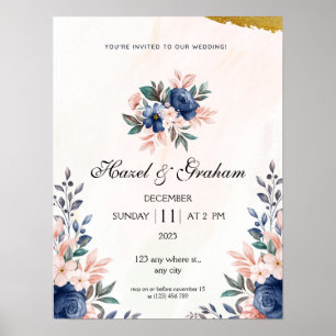 Póster Poster Boda clásico elegante y de moda