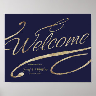 Póster Poster Boda de bienvenida azul de la Marina de cal