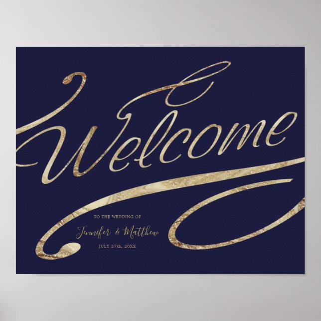 Póster Poster Boda de bienvenida azul de la Marina de cal (Frente)