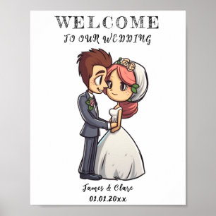 Póster Poster Boda De Cute Bride Y Groom