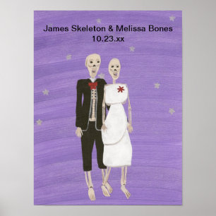 Póster Poster Boda de la Pareja Skeleton de Halloween