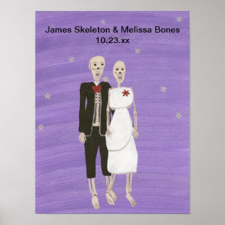 Póster Poster Boda de la Pareja Skeleton de Halloween