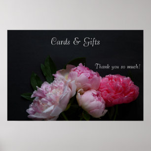 Póster Poster boda de las peonías de cuatro rosados