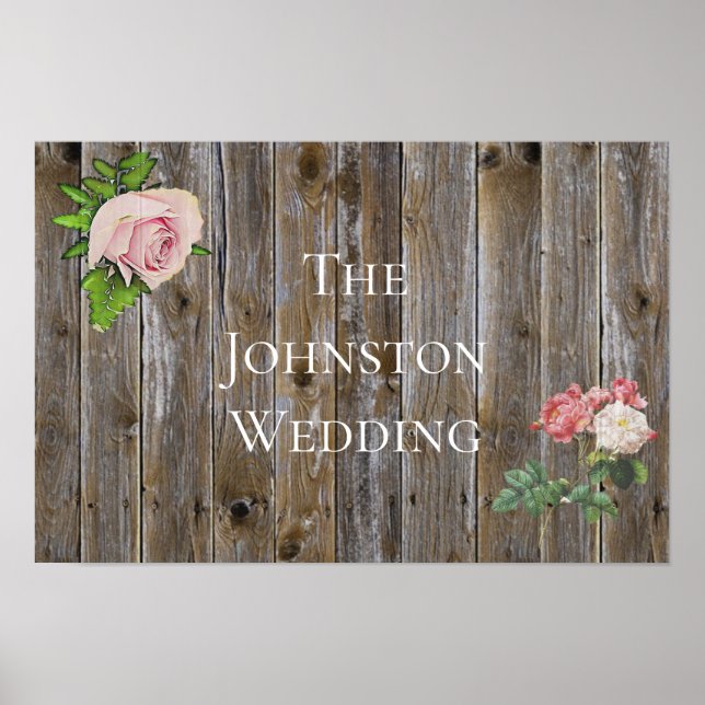 Póster Poster Boda de Rosas Rusticos Personalizados de Ma (Frente)