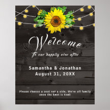 Poster Boda de Rustic Sunflower w Lights