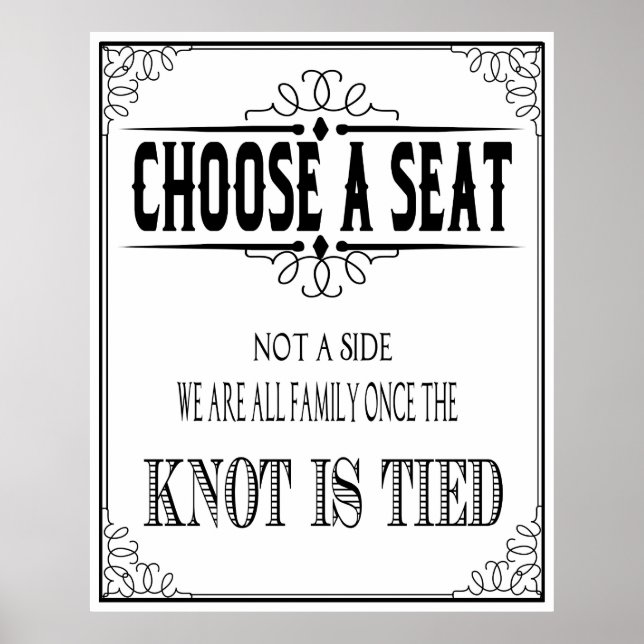 Póster poster boda "elija un asiento" (Frente)