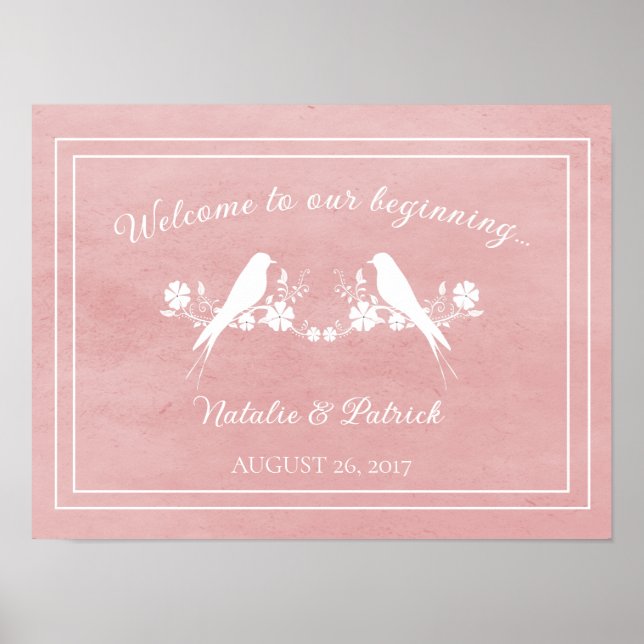 Póster Poster Boda Floral de Ave Rosa (Frente)