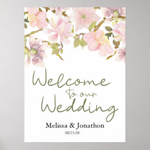 Póster Poster Boda floral de Rubor Magnolia rosa