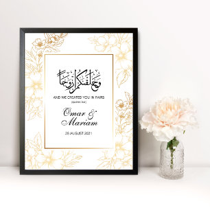 Póster Poster Boda Gold Floral Nikkah