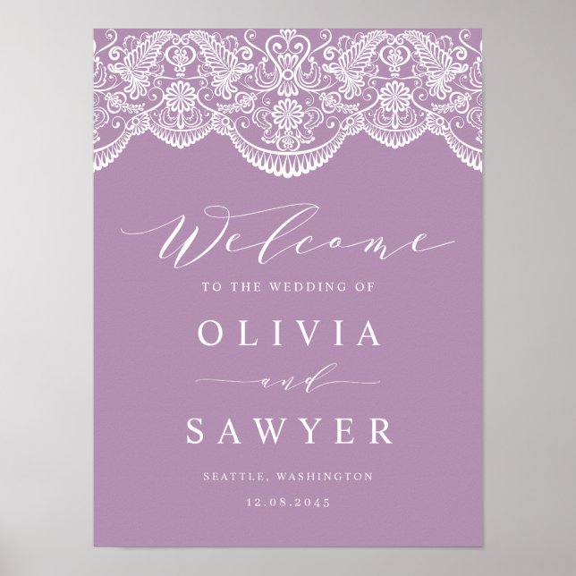 Póster Poster Boda Lilac Brocade Lace (Frente)