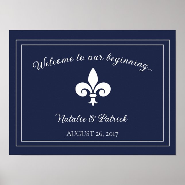 Póster Poster Boda Navy Fleur de Lis (Frente)