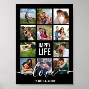 Póster Poster Boda negro collage de fotos