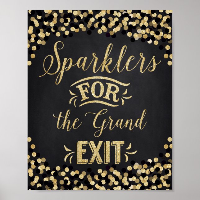 Póster Poster boda Oro Negro - Esparklers (Frente)