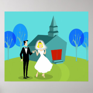 Póster Poster Boda retro