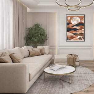 Póster Poster Boho Landscape Moon Terracotta