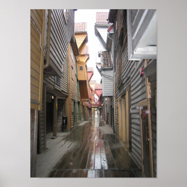 Póster Poster: Bryggen Walkway, Bergen, Norway (Frente)