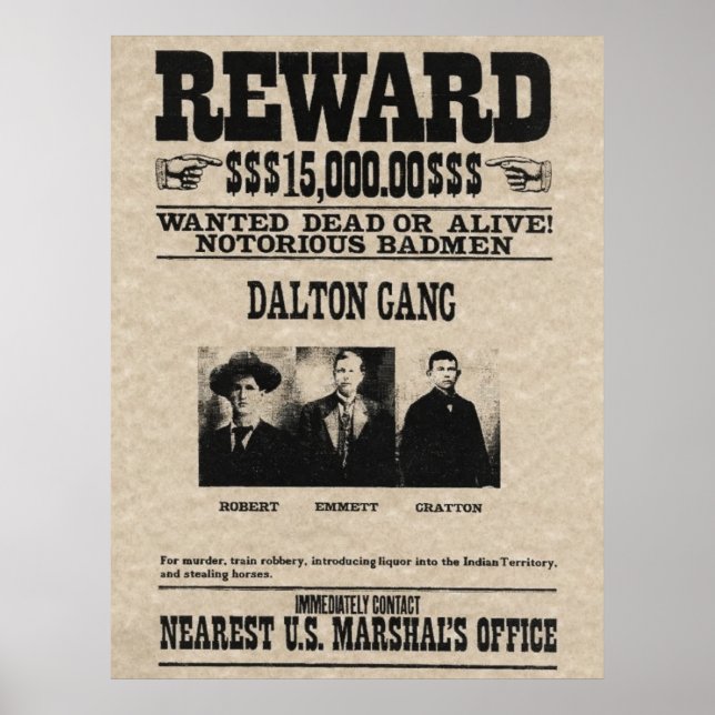 Póster Poster buscado - banda de Dalton (Frente)