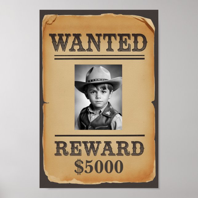 Póster Poster buscado - Foto Personalizado Cowboy salvaje (Frente)