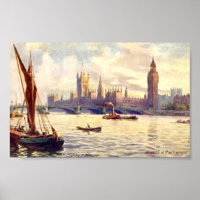 Póster Poster - Cámaras del Parlamento, Londres (Frente)