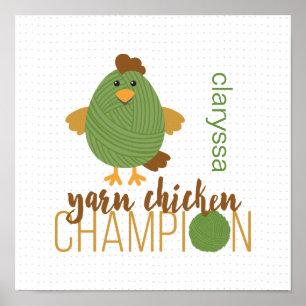 Póster Poster Campeón de Pollo Verde y Marrón
