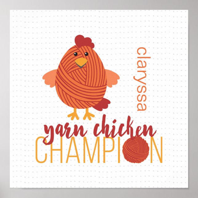 Póster Poster Campeón de Pollos Rojo y Naranja Yarn (Frente)