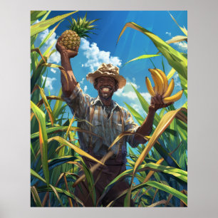 Póster Poster campesino malgache sonriente - Agricultura 