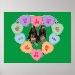 Póster Poster Candy Love Hearts With Bassets