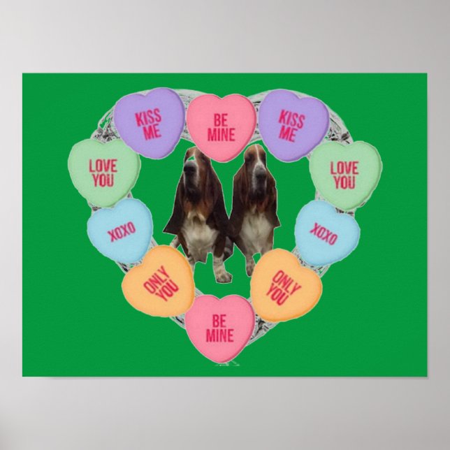 Póster Poster Candy Love Hearts With Bassets (Frente)