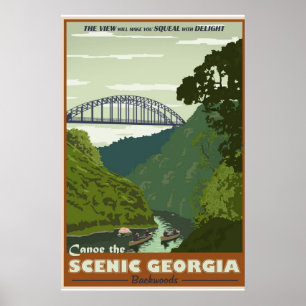 Póster Poster Canoeing del viaje del vintage