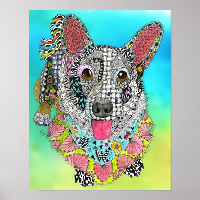 Póster Poster Cardigan Welsh Corgi - 11" x 14" (Frente)