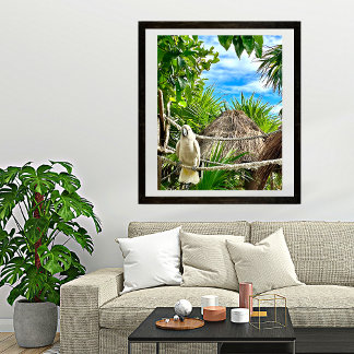 Póster Poster caribeña de loro blanco