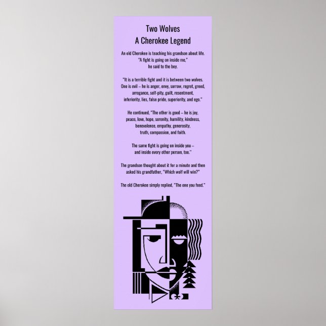 Póster Poster Cherokee Legend Two Wolves The one you feed (Frente)