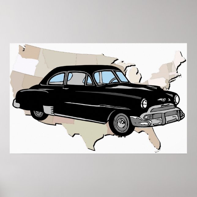 Póster Poster Chevy clásico de la época de 1950 (Frente)