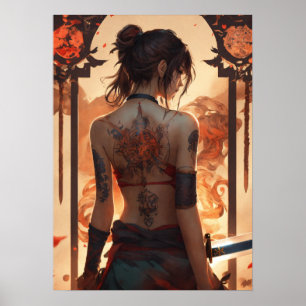 Póster poster chica con tatuaje