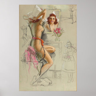 Póster Poster chica de anclaje de vintage