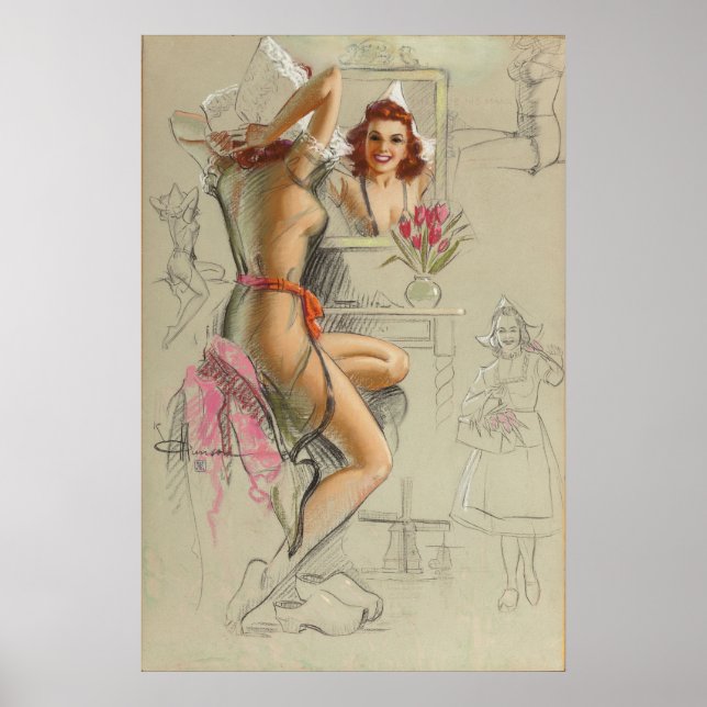 Póster Poster chica de anclaje de vintage (Frente)