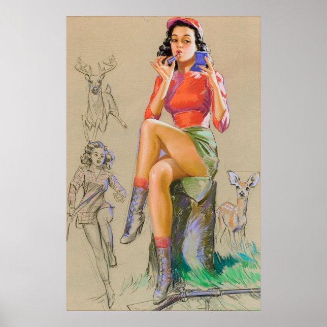 Póster Poster chica de anclaje de vintage (Frente)