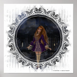 Póster Poster Chica de Fantasía gótica por la noche
