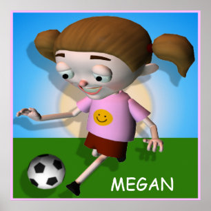 Póster Poster Chica de fútbol infantil personalizado