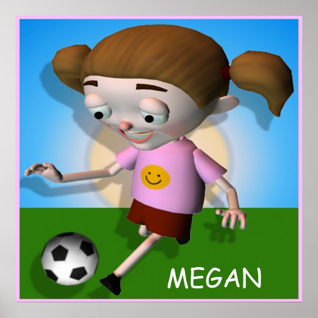 Póster Poster Chica de fútbol infantil personalizado (Frente)