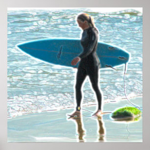 Póster Poster Chica de surfista pequeño