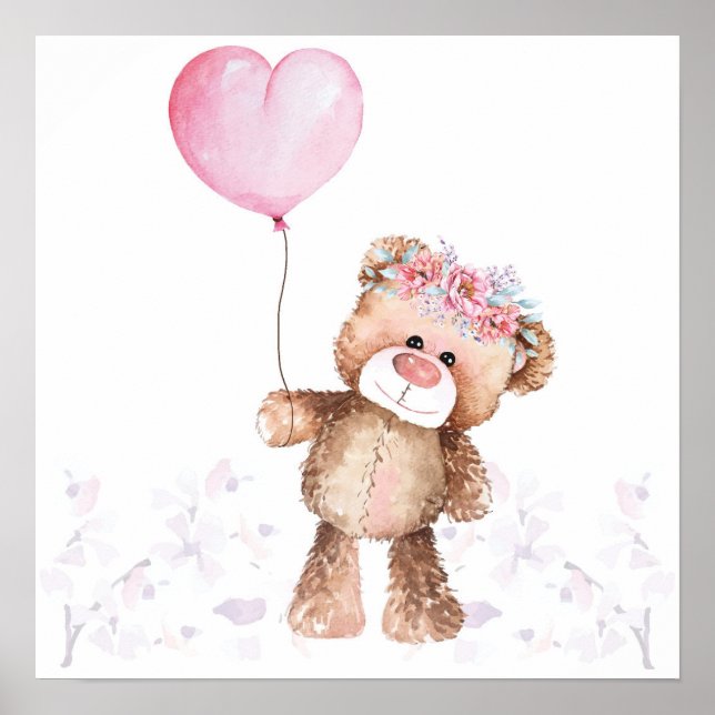 Póster Poster - Chica Oso Bebé Con Globo (Frente)