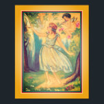 Póster Poster "Chica y cupido en cascada" de Art Deco<br><div class="desc">Vintage,  1929,  Art Deco Print,  Chica & Cupid at Waterfall en colores vivos de amarillo,  verde,  rosa y azul imprimido por Chiostri.</div>