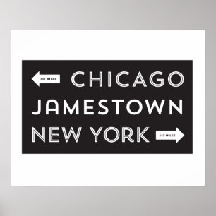 Póster Poster Chicago-Jamestown-Nueva York (16 x 20)
