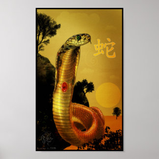 Póster Poster chino de serpiente zodiaca
