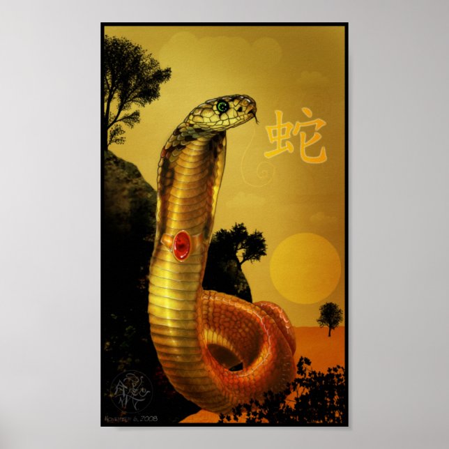 Póster Poster chino de serpiente zodiaca (Frente)