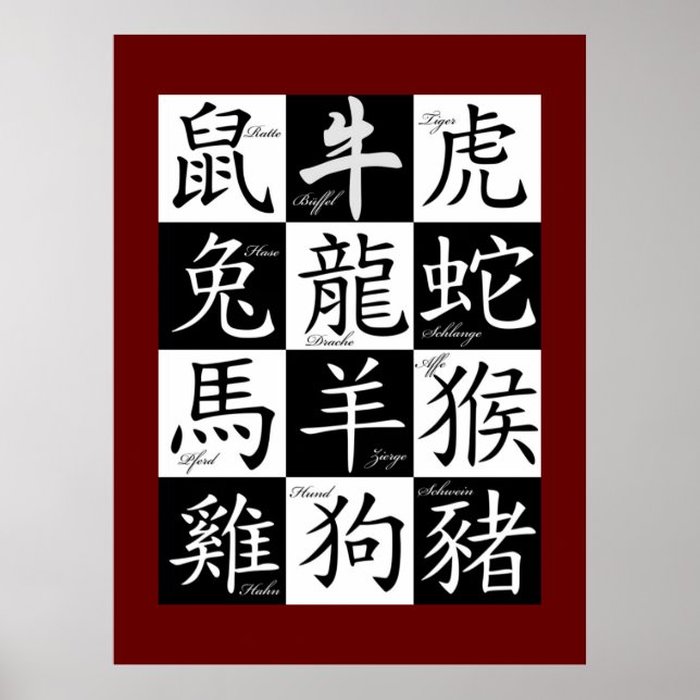Póster poster chino de zodiac (Frente)